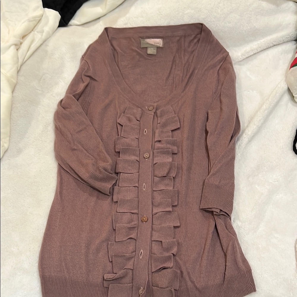 Forever 21 Pink Cardigan with Ruffle Detail